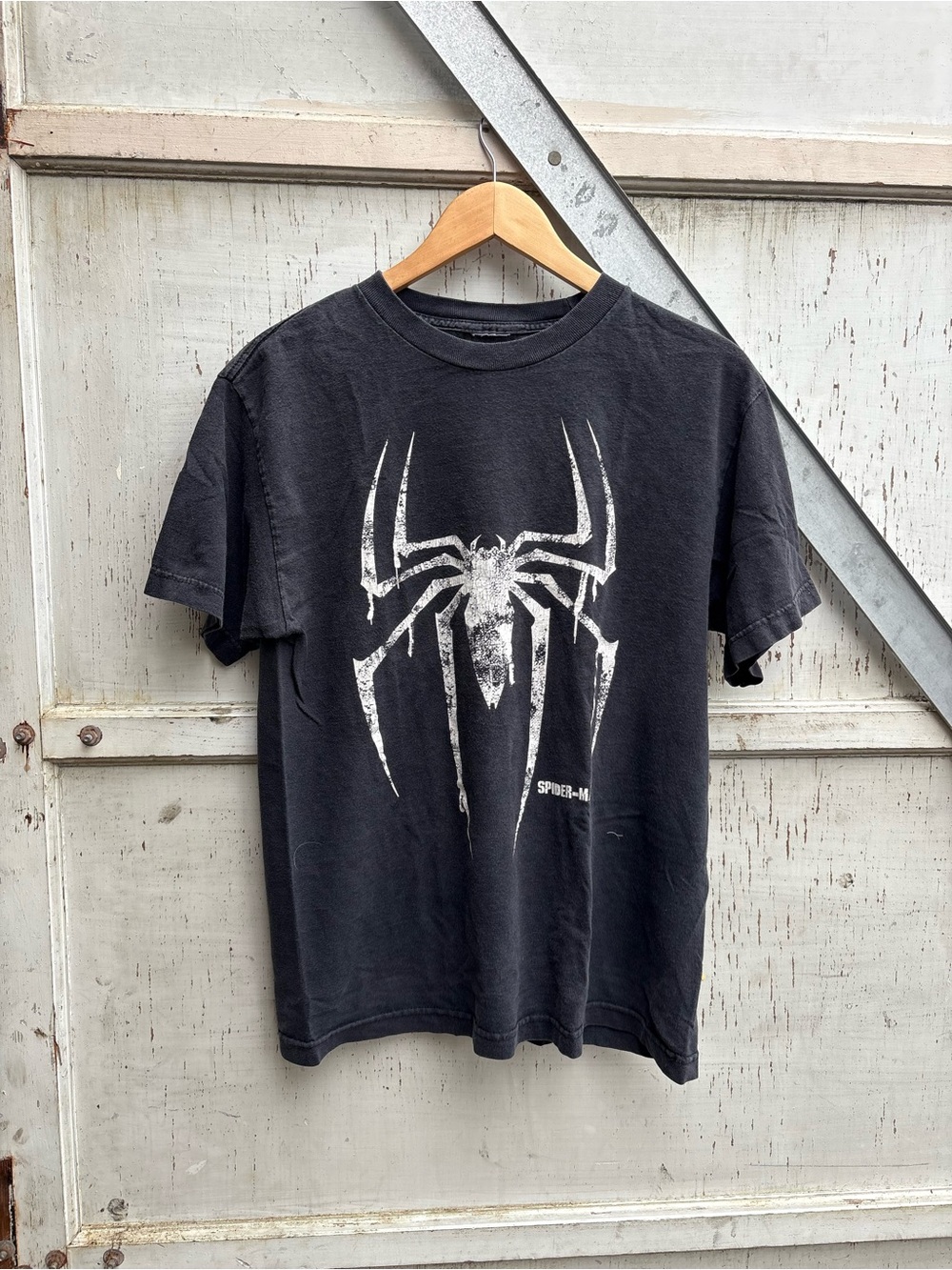 Vintage 00s Marvel Spider-Man 3 Faded Black Distressed Graphic Logo Shirt S